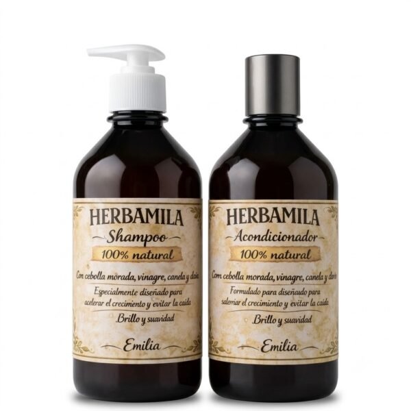 Set de Champú y Acondicionador HERBAMILA 100% natural (By Emilia).
