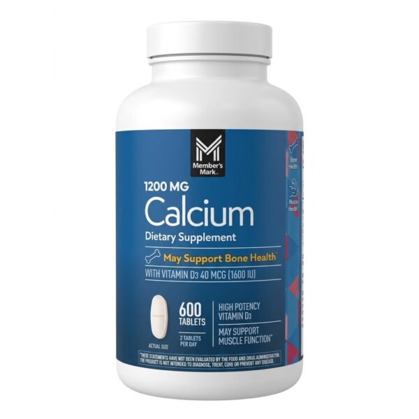 Member's Mark Calcium 1200 mg with Vitamin D3 40 mcg (1600 IU).